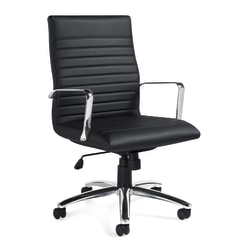 Offices To Go™ Luxehide Executive Bonded Leather Chair With Stitch Detail, Black