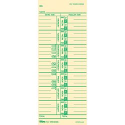 TOPS Named Days Time Cards - 3 1/2" x 9" Sheet Size - Manila Sheet(s) - Green Print Color - 100 / Pack