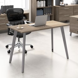 WorkPro® Motiva 48"W Modern Office Desk With Metal Legs, Modern Hickory, Standard Delivery