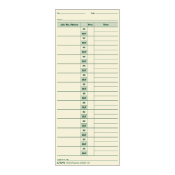 TOPS® Job Cards Time Cards, 8.5" x 3.5", Green Ink/Manila Paper, Box Of 500