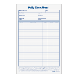 TOPS® Daily Time Sheet Forms, 9.5" x 6", Black/White, 100 Sheets Per Pad, 2 Pads Per Pack