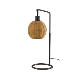 Adesso Maeve Table Lamp, Black/Brown Rattan Shade