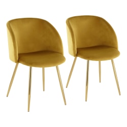 LumiSource Fran Dining Chairs, Chartreuse/Gold, Set Of 2 Chairs