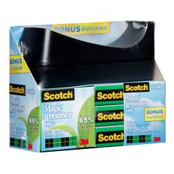 Scotch® Magic™ Greener Invisible Tape With Desktop Dispenser, 3/4" x 900", Clear, Pack of 6 rolls