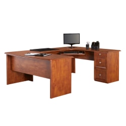 Realspace® Broadstreet 65"W U-Shaped Executive Corner Desk, Maple