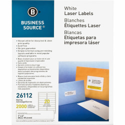 Business Source Bright White Premium-quality Address Labels - 1"x 4" - Permanent Adhesive - Rectangle - 26112