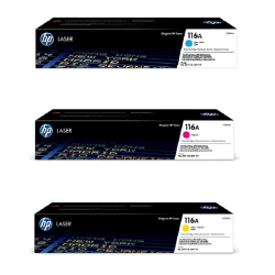 HP 116A 3-Color Cyan/Magenta/Yellow Toner Cartridges, Pack Of 3 Cartridges, HP116ACMY-OD