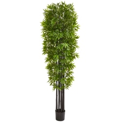 Nearly Natural Bamboo 84"H Artificial Tree With Planter, 84"H x 24"W x 24"D, Green/Black
