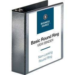 Business Source View 3-Ring Binder, 3" Round Rings, Black
