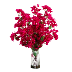Nearly Natural 31"H Artificial Bougainvillea Arrangement With Vase, 31"H x 23"W x 23"D, Pink/Clear