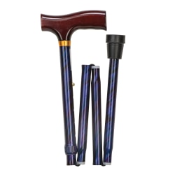 DMI® Fancy Adjustable Derby-Top Folding Cane, 37", Blue Cyclone