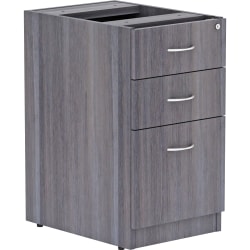 Lorell® Essentials 22"D Vertical 3-Drawer Pedestal File Cabinet, Weathered Charcoal