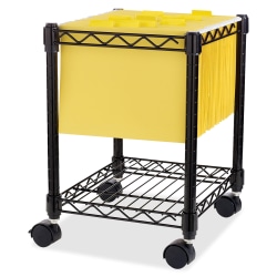 LYS Compact Mobile Wire File Cart, 15 1/2"W x 14"D, Black