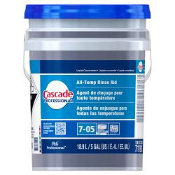 Cascade Professional All-Temperature Rinse Aid Detergent, Closed Loop, 5 Gallon, Blue