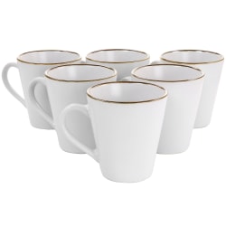 Elama Arthur 6-Piece Stoneware Mug Set, Matte White/Gold