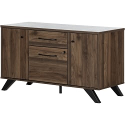 South Shore Helsy 48"W Lateral 2-Drawer Credenza, Natural Walnut