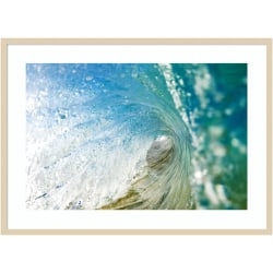 Amanti Art Beautiful Hawaiian Wave by Design Pics Wood Framed Wall Art Print, 30"H x 41"W, Natural