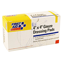 First Aid Only 3-Ply Gauze Pads, 4" x 4", White, Box Of 4 Gauze Pads