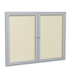 Ghent 2 Door Enclosed Vinyl Bulletin Board, Satin Aluminum Frame, 36"H x 48"W, Ivory