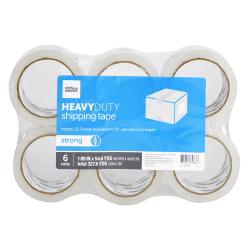 Office Depot® Brand Heavy Duty Shipping Packing Tape, 1.89" x 54.6 Yd., Crystal Clear, Pack Of 6 Rolls