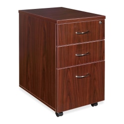Lorell® Essentials 22"D Vertical 3-Drawer Mobile Pedestal File Cabinet, Metal, Mahogany