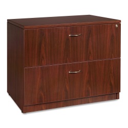 Lorell® Essentials 36"W Lateral 2-Drawer File Cabinet, Metal, Mahogany