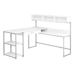 Monarch Specialties 59"W Corner Desk Workstation, White/Silver