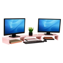 Mind Reader Dual Monitor Stand, 4-3/4"H x 9-1/4"W x 51-1/4"D, Pink