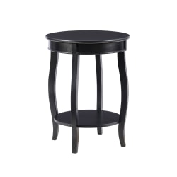 Powell Nora Round Side Table With Shelf, 24"H x 18"Dia., Black