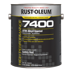 Rust-Oleum High Performance 7400 System 450 VOC DTM Alkyd Enamel Paint Cans, 1 Gallon, High Gloss Safety Red, Pack Of 2 Paint Cans