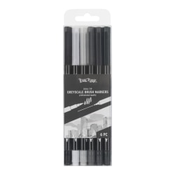 Brea Reese Dual-Tip Brush Markers, Grayscale, Pack Of 6 Markers