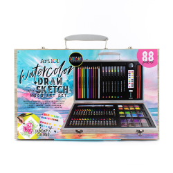 Art 101 Watercolor, Draw and Sketch 88-Piece Wood Art Set
