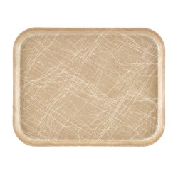 Cambro Camtray Rectangular Serving Trays, 14" x 18", Tan Abstract, Pack Of 12 Trays