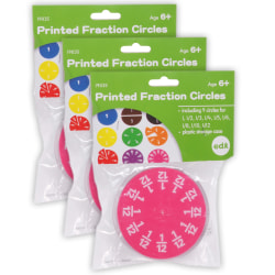 Edx Education edxeducation Fraction Circles, 9 Values & Colors, 51 Per Set, Pack Of 3 Sets