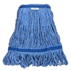 Alpine Industries Cotton Loop-End Mop Heads With 1" Head And Tail Bands, 32 Oz, Blue, Set Of 12 Heads