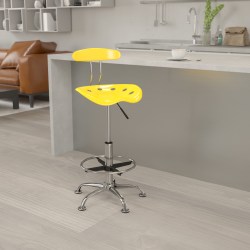 Flash Furniture Vibrant Drafting Stool, Orange-Yellow/Chrome