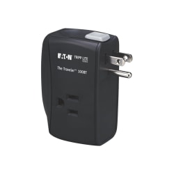 Eaton Tripp Lite Series Notebook Surge Protector Wallmount Direct Plug In 2 Outlet RJ45 - black - TRAVLER100BT