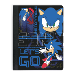 Innovative Designs Licensed Composition Notebook, 7-1/2" x 9-3/4", Single Subject, Wide Ruled, 100 Sheets, Sonic The Hedgehog