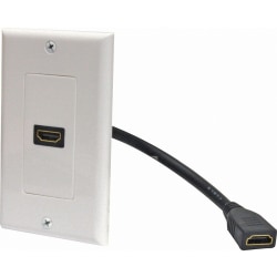 Steren 1-Socket HDMI™ Pigtail Faceplate, 3.4" x 4.72", White