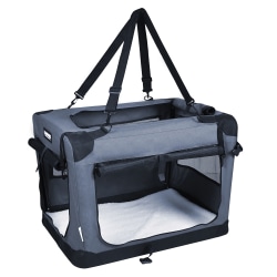 Jespet® 3-Door Soft-Sided Folding Travel Pet Crate, 20"H x 26"W x 20"D, Gray