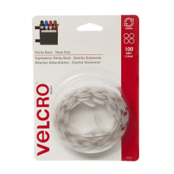 VELCRO® Brand Sticky Back Round Fastener Tape, Hook Only, 5/8" Diameter, White, Pack Of 100