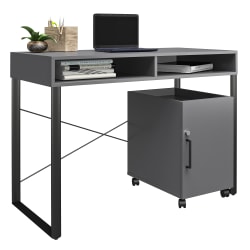 Realspace® Bexler 42"W Computer Desk With Mobile Cart, Gray/Black