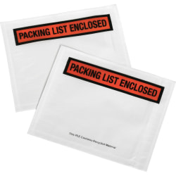 SKILCRAFT Side Load Packing List Envelopes - Packing List - 5 1/2" Width x 4 1/2" Length - 100 / Pack - Clear