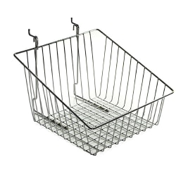 Azar Displays Chrome Wire Baskets, Medium Size, Sloped, 8" x 12" x 12 1/2", Silver, Pack Of 2