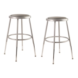 National Public Seating 6400 Series Adjustable Vinyl-Padded Science Stools, 25 - 32-1/2"H, Gray, Pack Of 2 Stools
