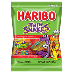 Haribo Twin Snakes Gummy Candy, 5 Oz
