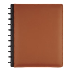 TUL® Discbound Notebook With Leather Cover, Letter Size, Narrow Ruled, 60 Sheets, Brown