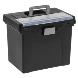 Office Depot® Brand Mobile File Box, Large, Letter Size, 11 5/8"H x 13 3/8"W x 10"D, Black/Silver