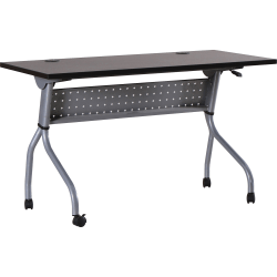 Lorell® Flip Top Training Table, 48"W, Espresso/Silver