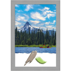 Amanti Art Rectangular Picture Frame, 23" x 33", Matted For 20" x 30", Brushed Nickel